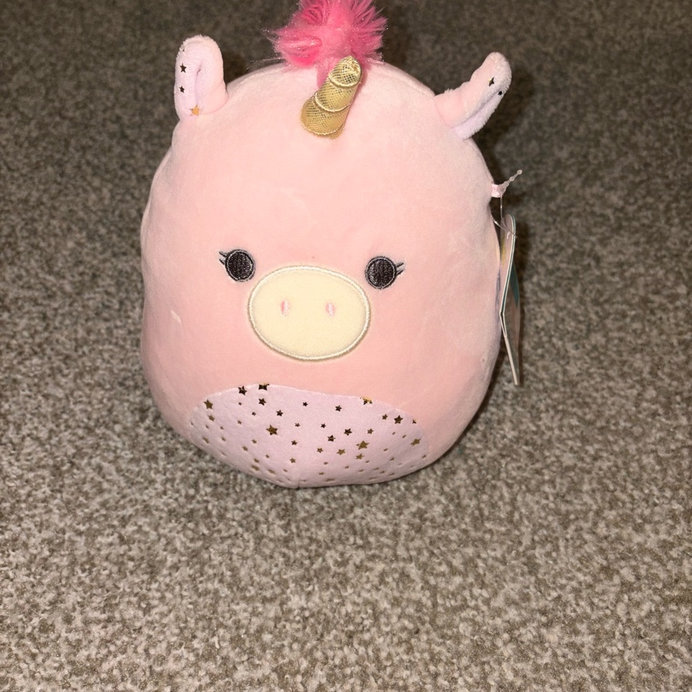 Squishmallows Pink Unicorn Plush with Gold Horn